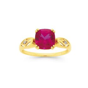 9ct-Gold-Created-Ruby-Diamond-Ring on sale