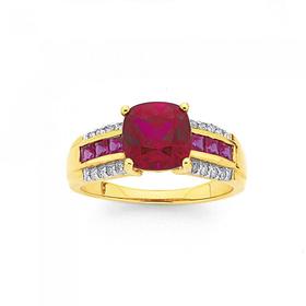 9ct-Gold-Created-Ruby-and-Diamond-Ring on sale