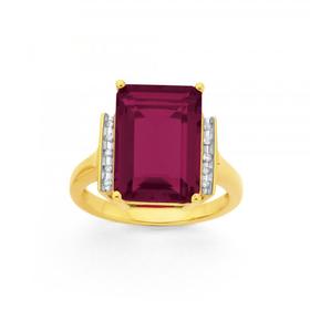 9ct-Gold-Created-Ruby-Diamond-Ring on sale