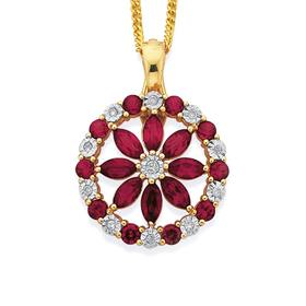 9ct-Gold-Created-Ruby-Diamond-Enhancer-Pendant on sale