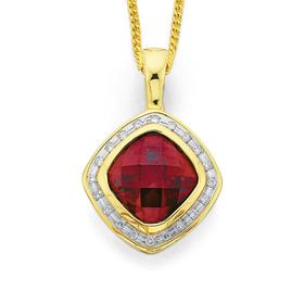 9ct-Gold-Created-Ruby-Diamond-Large-Enhancer-Pendant on sale