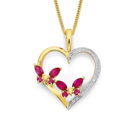 9ct-Created-Ruby-Diamond-Pendant on sale