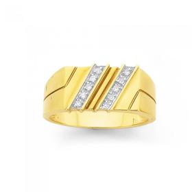 9ct-Gold-Diamond-Gents-Ring on sale