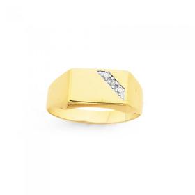 9ct-Gold-Diamond-Set-Mens-Signet-Ring on sale