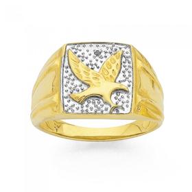 9ct-Gold-Diamond-Eagle-Gents-Ring on sale