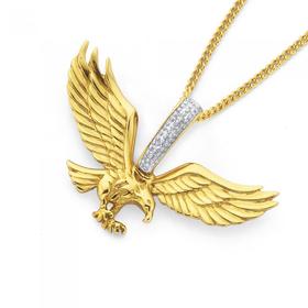 9ct-Gold-Diamond-Gents-Eagle-Pendant on sale