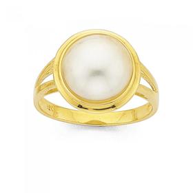 9ct-Gold-Mabe-Pearl-Round-Bezel-Ring on sale