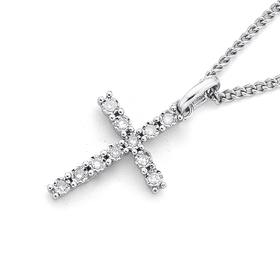 9ct-White-Gold-Diamond-Cross-Pendant on sale