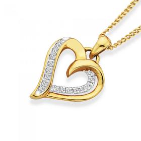 9ct-Gold-Diamond-Heart-Pendant on sale