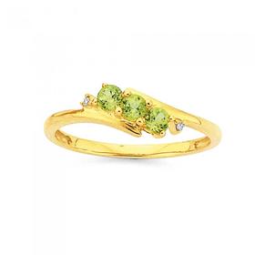 9ct+Gold%2C+Peridot+%26+Diamond+Ring