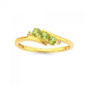 9ct-Gold-Peridot-Diamond-Ring on sale