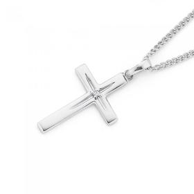 9ct-White-Gold-Diamond-Cross-Pendant on sale