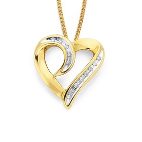 9ct+Gold+Diamond+Heart+Pendant