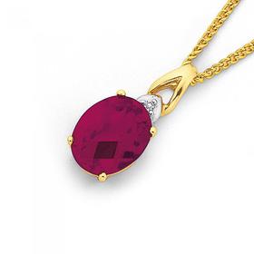 9ct-Gold-Created-Ruby-Diamond-Pendant on sale