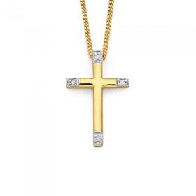 9ct-Gold-Diamond-Cross-Pendant on sale