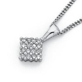 9ct-White-Gold-Diamond-Diamond-Shape-Pendant on sale