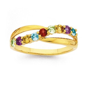 9ct+Gold+and+Gemstone+Crossover+Ring