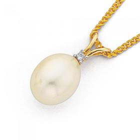 9ct-Gold-Cultured-Fresh-Water-Pearl-Diamond-Pendant on sale