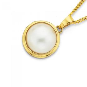 9ct-Gold-Cultured-Mabe-Pearl-Bezel-Set-Pendant on sale