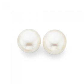 9ct-Gold-8-85mm-Cultured-Freshwater-Pearl-Button-Stud-Earrings on sale