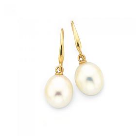 9ct+Gold+Cultured+Freshwater+Pearl+Earrings