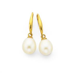 9ct-Gold-Cultured-Fresh-Water-Pearl-Drop-Earrings on sale