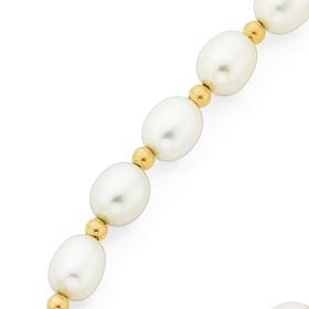 9ct-Gold-45cm-Cultured-Fresh-Water-Rice-Pearl-Rondell-Necklace-with-Filigree-Clasp on sale