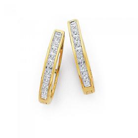 9ct+Gold+Diamond+Huggie+Earrings