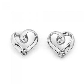 9ct-White-Gold-Diamond-Small-Heart-Stud-Earrings on sale