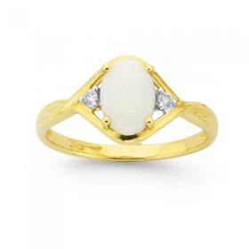 9ct-Gold-White-Opal-Diamond-Oval-Ring on sale