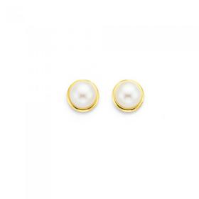 9ct-Gold-55mm-Freshwater-Pearl-Studs on sale