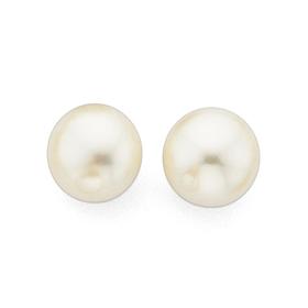 9ct+Gold+Cultured+Fresh+Water+Pearl+Stud+Earrings