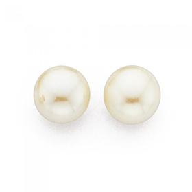 9ct+Gold%2C+Cultured+Fresh+Water+Pearl+Stud+Earrings