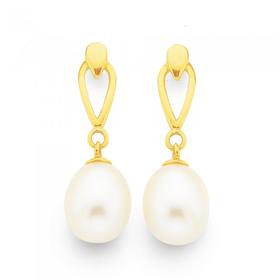 9ct-Gold-Cultured-Fresh-Water-Pearl-Drop-Studs on sale