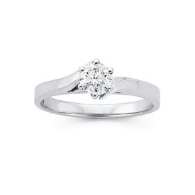 18ct+White+Gold+Diamond+Solitaire+Engagement+Ring