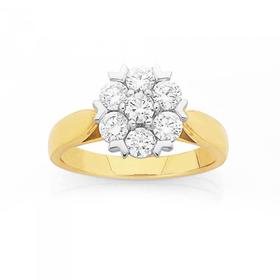 18ct-Gold-Diamond-Large-Cluster-Engagement-Ring on sale