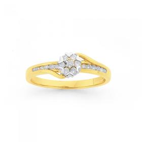 9ct-Gold-Diamond-Cluster-Engagement-Ring on sale