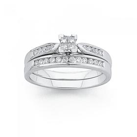 9ct-White-Gold-Diamond-Bridal-Set on sale