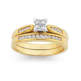 9ct-Gold-Diamond-Bridal-Ring-Set on sale