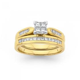 18ct-Gold-Diamond-Bridal-Ring-Set on sale