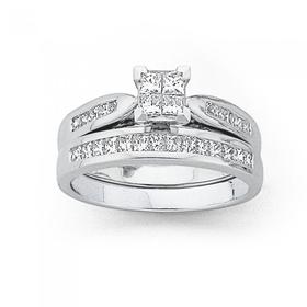 18ct-White-Gold-Diamond-Invisible-Set-Bridal-Ring-Set on sale