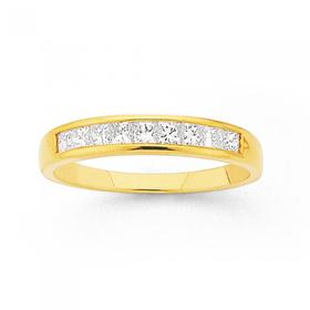 18ct+Gold+Diamond+Princess+Cut+Band