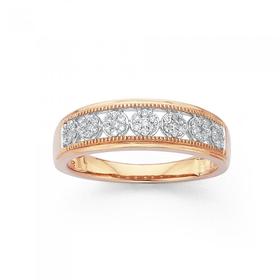 9ct-Rose-Gold-Diamond-Multi-Cluster-Ring on sale