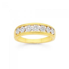 9ct-Gold-Diamond-7-Cluster-Band on sale