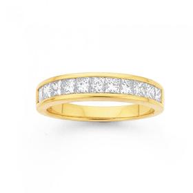 18ct+Gold+Diamond+Princess+Cut+Band