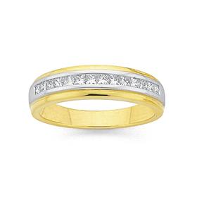 18ct+Two+Tone+Diamond+Band