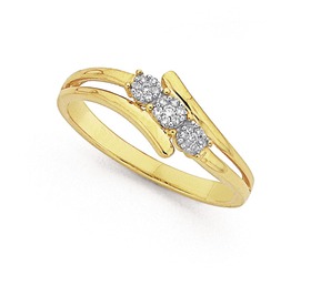 9ct+Gold+Diamond+Trilogy+Cluster+Ring