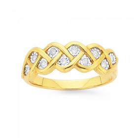 9ct+Gold+Diamond+Plait+Ring