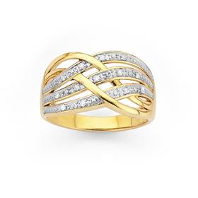 9ct+Gold%2C+Diamond+Multi+Crossover+Ring