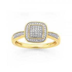 9ct-Gold-Diamond-Cushion-Framed-Ring on sale